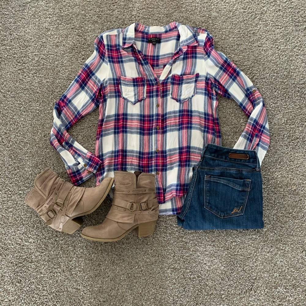 Tinsel Plaid Button Down